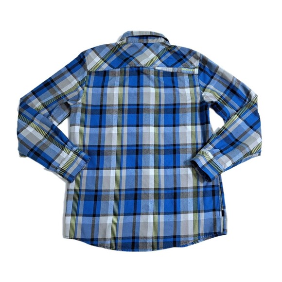 Oakley Men's Small Flannel Shirt Thermogauge Blue Yellow White Check Plaid - Picture 6 of 10